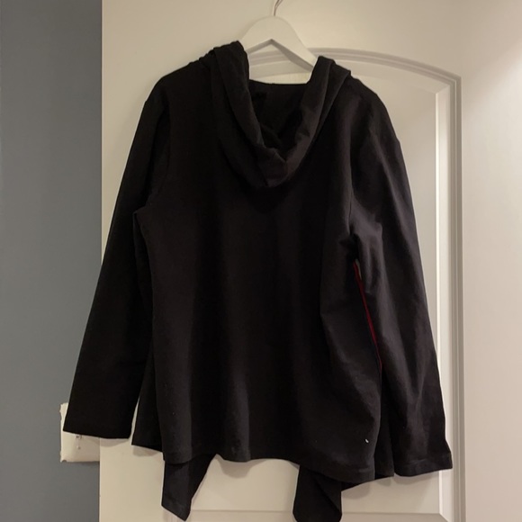 Tommy Hilfiger xl black hoodie open jacket with red stripes NWT - Picture 4 of 6